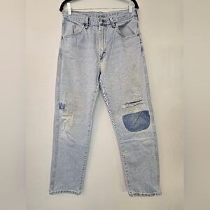 Men's Light Blue Distressed Vintage Jeans